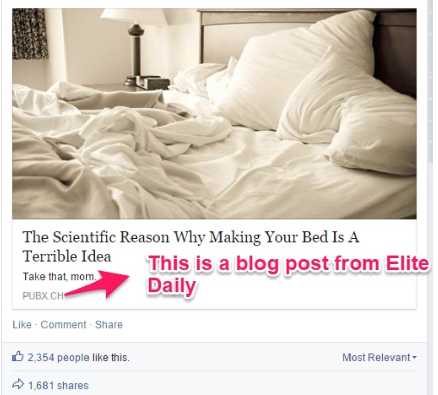 نمونه ای از تبلیغات متقابل ارگانیک فیس بوک از Elite Daily
